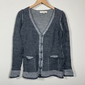 Lineamaglia Cardigan Sweater S Gray Mohair Wool Italy Knit Grunge Dark Academia